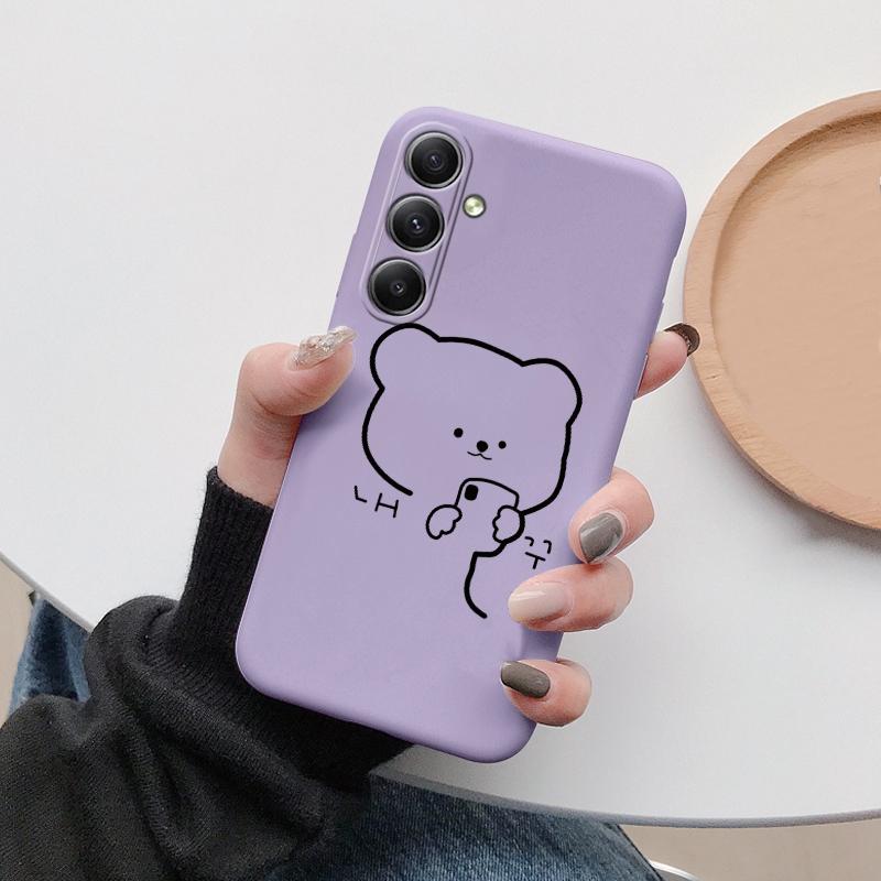 Husă din silicon moale cu pisică de desene animate pentru Xiaomi Redmi Note 13 Pro 13C 14 Samsung A35 A55 M35 S24 Huawei Honor 200 iPhone Husă de protecție rezistentă la șocuri