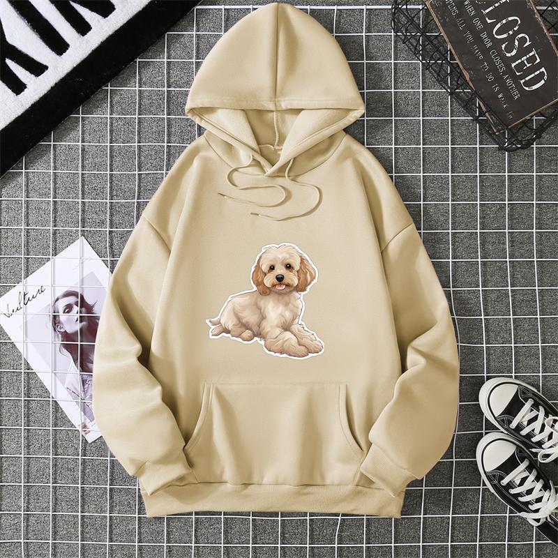Spring Summer Women's Hoodie 3D Kawaii Dog Printed Fashion Casual Long Sleeve Round Neck Top Loose Clothing