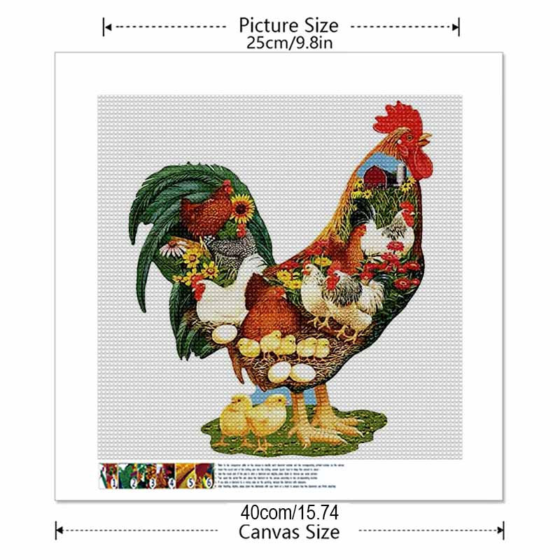 New Arrival 5D DIY Full Circle Diamond Painting "Rooster" Embroidery Cross Stitch Home Decor Gift