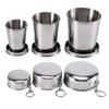 Stainless Steel Folding Cup Camping Mug Portable Outdoor Travel Collapsible Cup with Keychain