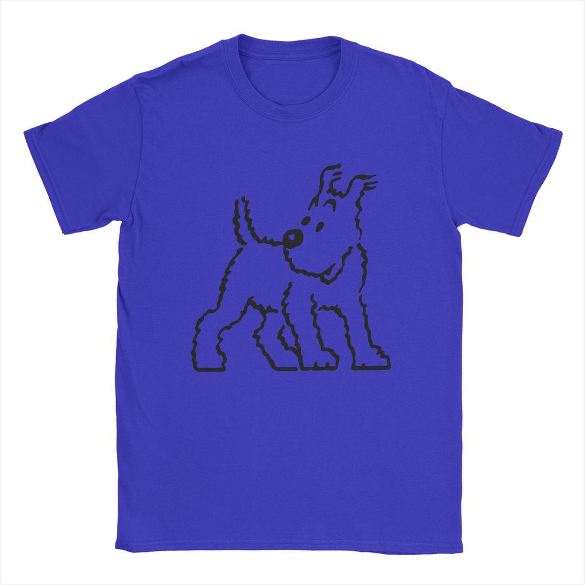 

Snowy Dog Captain Haddock T-Shirt Men Cartoon Vintage Pure Cotton Tee Shirt Round Neck Short Sleeve T Shirts Gift Idea Clothing 4XL