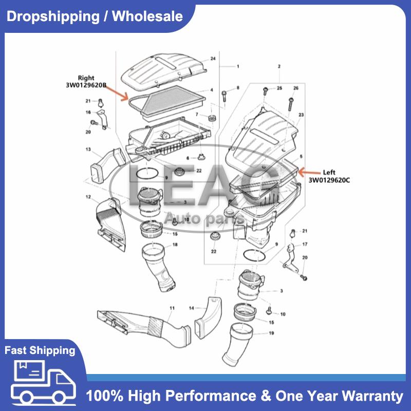 1pair Air Filter 3W0129620B (left) 3W0129620C (right) for Bentley Continental GT GTC Flying Spur W12 2004-2019 SK630-SK631