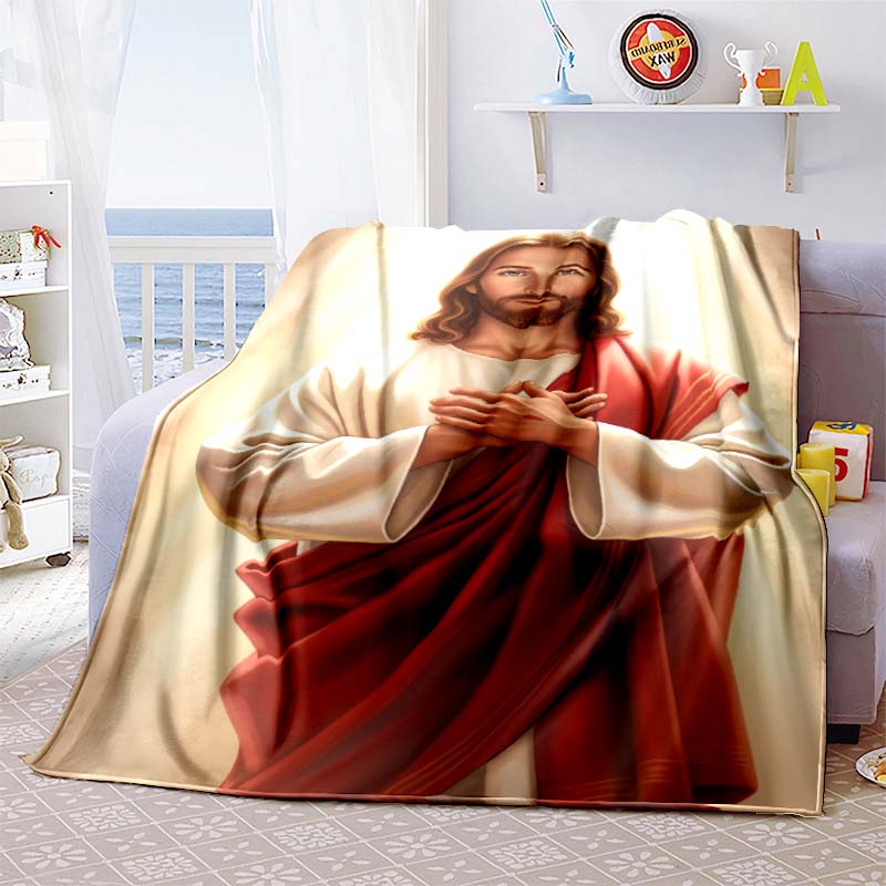 3D Blessed Virgin Mary Jesus HD Blanket,Soft Throw Blanket for Home Bedroom Bed Sofa Picnic Travel Office Rest Cover Blanket Kid