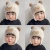 Infant Baby Knitted Hat and Gloves Bear Pattern Warm Hat And Gloves