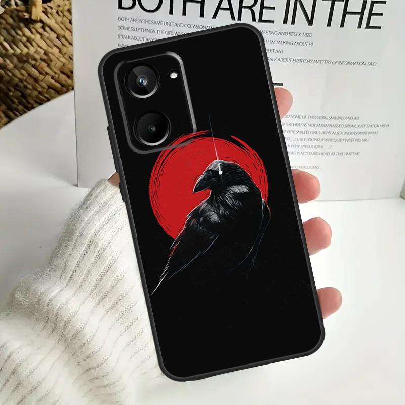 Crow Raven Dark Skull Case For Realme C67 C55 C53 C51 C35 C33 C31 C30 C25s C21Y GT Neo 5 GT5 9 10 11 12 Pro Plus