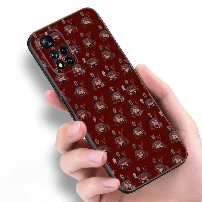 Hu Tao Genshin Impact Black Silicone Phone Case For Xiaomi POCO X3 X4 NFC F5 M3 M4 M6 X5 X6 Pro F3 F4 GT 5G C55 C65 M5