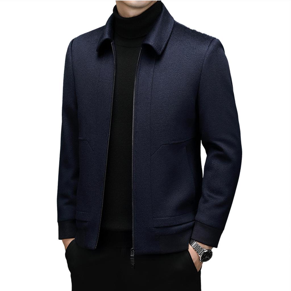 Men's High-End Cashmere & Mulberry Silk Wool Coat - Business Casual Lapel Jacket for Autumn/Winter