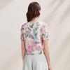 Zhaojun Women's Floral Print Round Neck Silk Blend Knit T-shirt