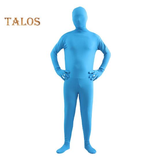 Unisex Halloween Jumpsuit Tight Fit Breathable Long Sleeves Hooded Elastic Solid Color Invisible Jumpsuit Zipper Back Bodysuit Props Party Costume