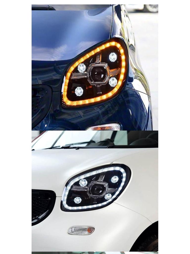 LED Headlight Assembly with Crystal Lens & Flowing Turn Signals for 15-19 Mercedes-Benz Smart