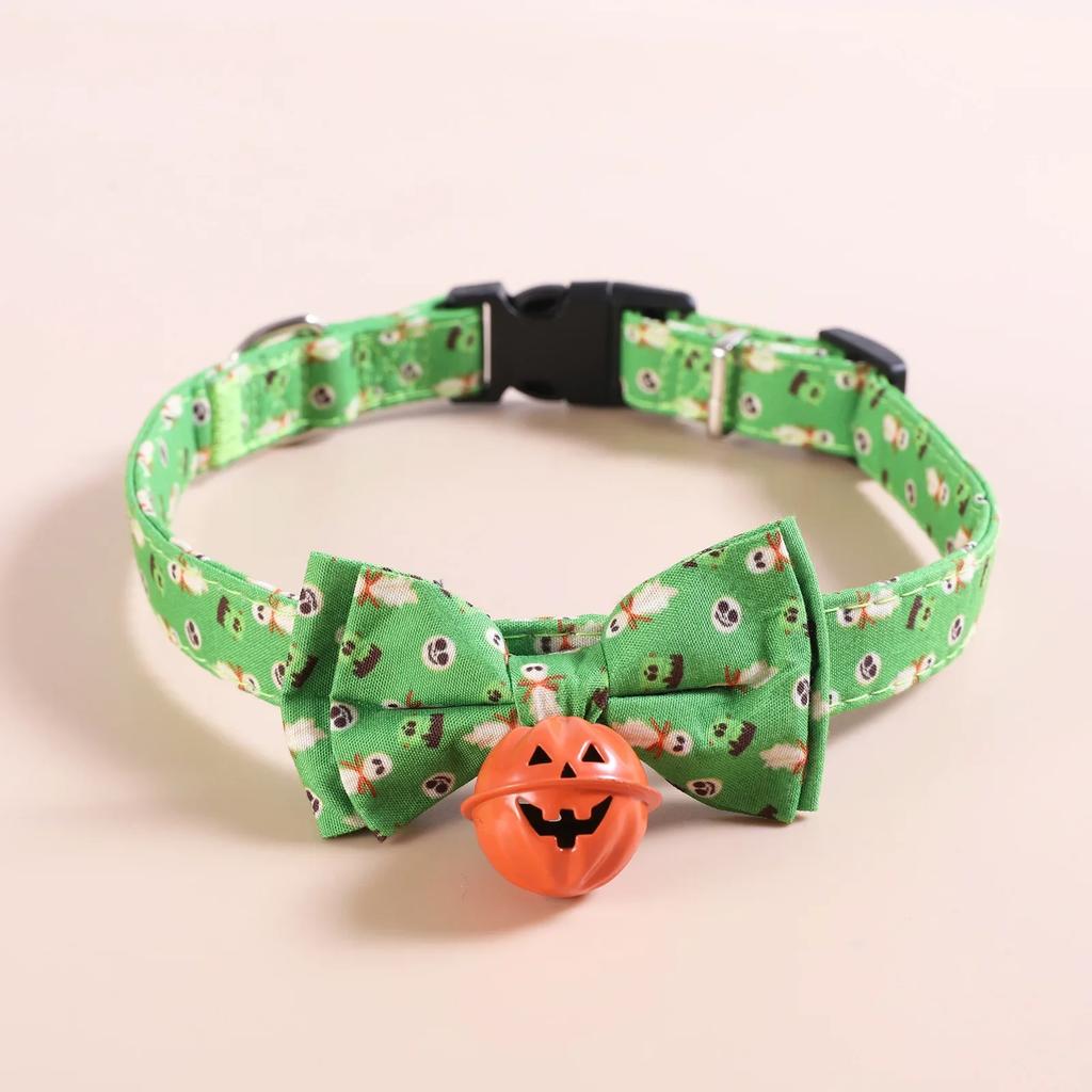 Cool Halloween Cat Collar With Bowknot Bell Puppy Kitten Necklace Adjustable Safety Buckle Chihuahua Bow Tie Pets Supplies