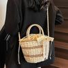 New Woven Bag Women's Spring Niche Design Portable Bucket Bag Crossbody Shoulder Straw Bag