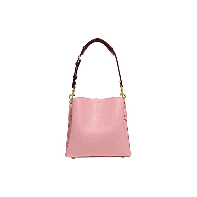 New COACH Willow Pebbled Grained Leather Bucket Bags Handbag Crossbody Bag Women's Pink C3766-B4VI6
