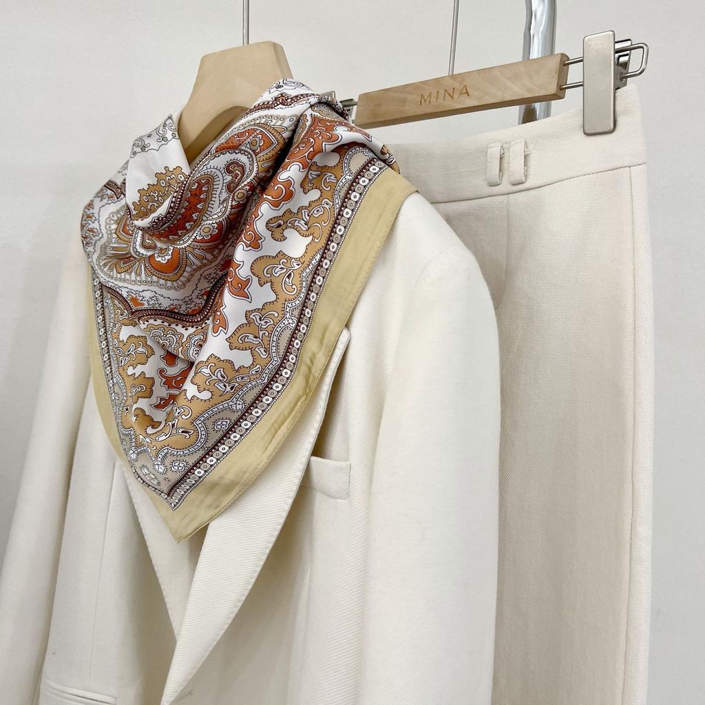 Three-dimensional Letter Printing New Small Square Scarf Accessories Silk Scarf Career Dress Neckerchief Versatile Silk Scarf