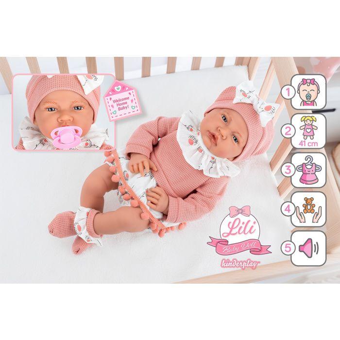 Poupée Bébé Interactive Réaliste 41 Cm Avec Sons Et Accessoires – Kinderplay Lili (KP4180)
