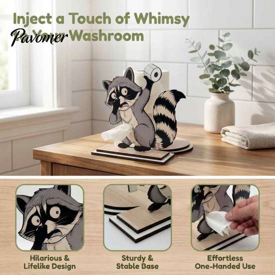Funny Animal Toilet Roll Stand Paper Holder, Creative Shape Dispenser, Vertical Stable Tissue Unique Housewarming Gift Rack, Solid Wood for