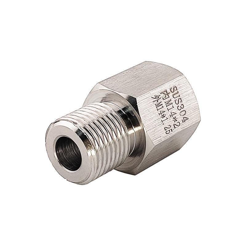 

Stainless Steel 304 Thread Reducer: Female M14x2 to Male M14x1.25 Metric Fitting