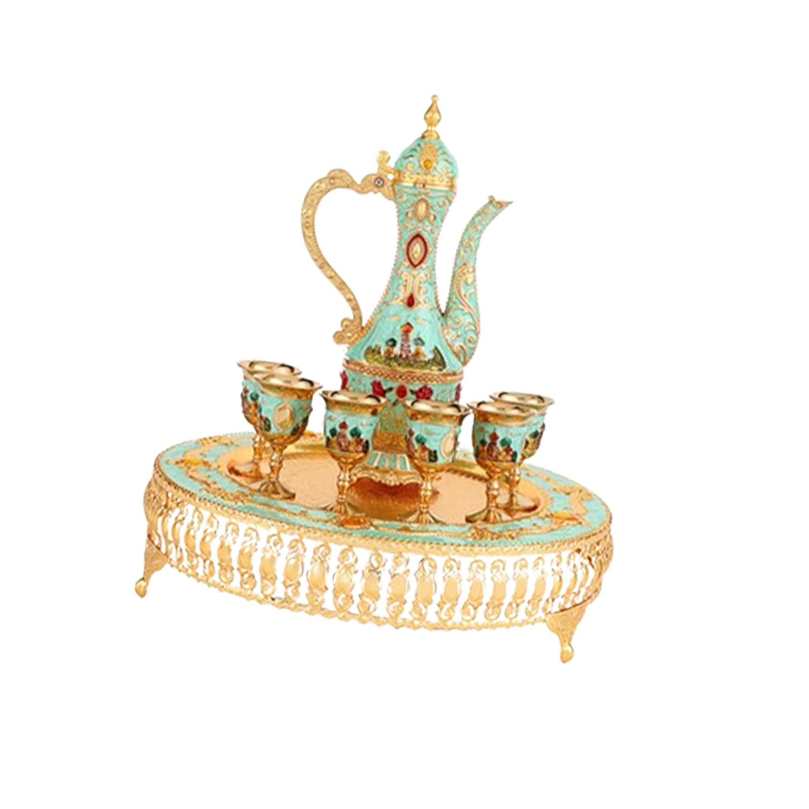 

Турецкая кофейная чашка и чайник, чайный сервиз, модный турецкий набор для декора шкафа, свадебный подарок на новоселье светло-синий