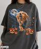Golden Retriever Howling Moon T-Shirt,Pumpkin Dog Graphic Tee,Halloween Pet Lover Shirt,Cute Spooky Dog Shirt,Golden Retriever Mom Gift