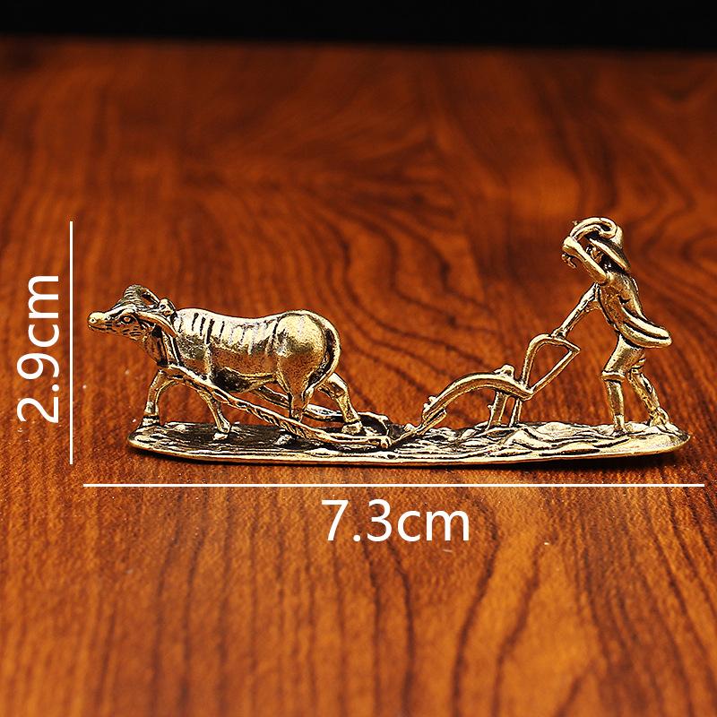 Brass Ornament Old Farmer and Niu Guochao Office Desktop Tea Pet Table Pet Pure Copper Small Copper Metal Crafts