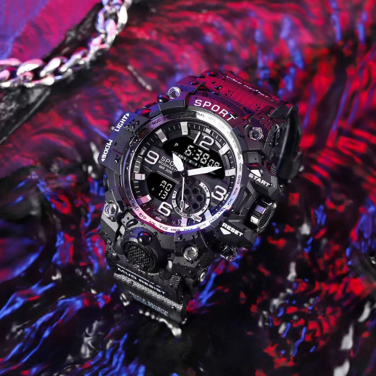 

Модные унисекс спортивные часы Relogio мужские часы мужские часы многофункциональные водонепроницаемые светящиеся военные с двойным дисплеем