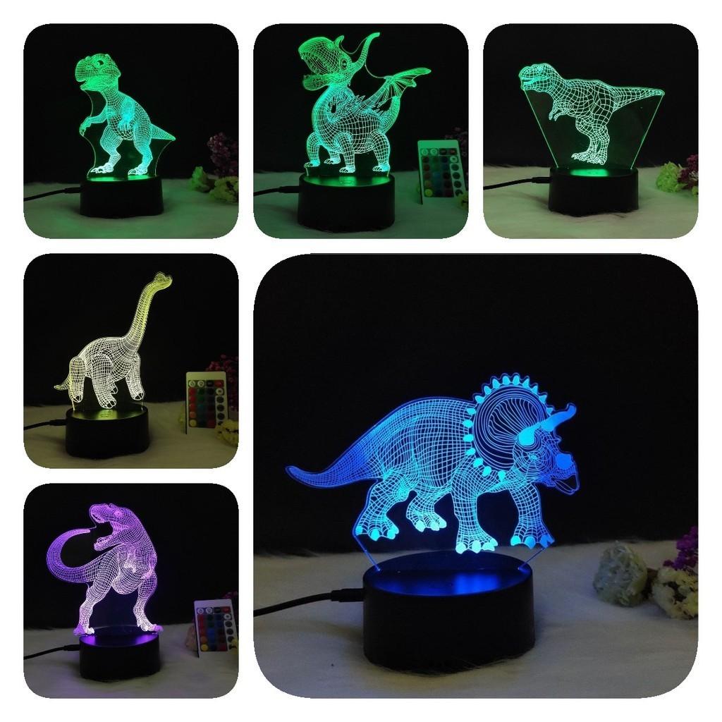 Led 3d Night Light Color Changing Touch Switch Dinosaur Shape Lamp Gift Kids