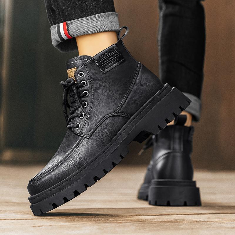 Hot Sale Brown Men's Boots Man Platform Boots botas para hombre Comfort Outdoor Men Motorcycle Boots Casual Lace-Up Ankle Boots