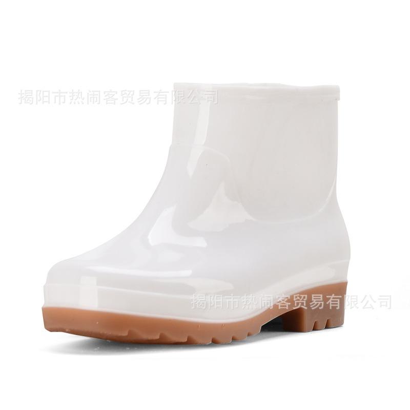 White low tube rain shoes canteen hygiene factory work shoes rain boots waterproof and non-slip low tube water shoes labor insurance rubber shoes
