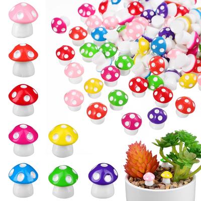 TOYANDONA 80 Pieces 8 Colors Mini Resin Mushrooms - Miniature Mushrooms, Cute Resin Terrarium Figurines, Tiny Fake Mushrooms, Fairies, Bonsai