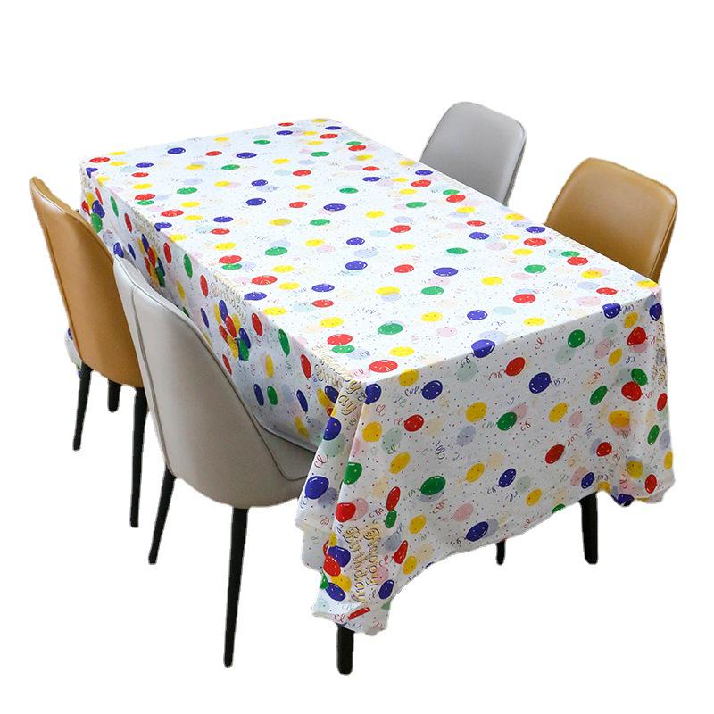 Disposable PEVA Cartoon Balloon Tablecloth - Oil-Proof, Thickened for Birthdays & Kindergarten Parties