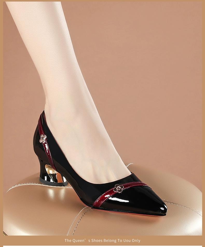 Female Shoes Fashion Sweet Golden Square Heel Pumps for Women Night Club Black High Quality Office Spring Slip on Casual Sweet