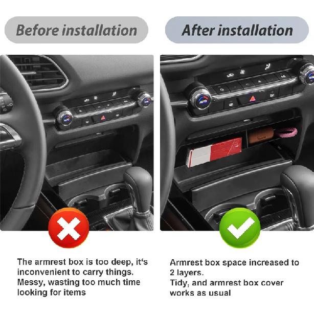 Center Console Organizer Tray for -2024 Mazda CX-30 Center Armrest Glove Storage Box Car Storage Interior ABS Accessories