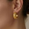Geometric C-Shaped Rhombus Earrings - Gold-Plated Stainless Steel, Simple Luxury Studs