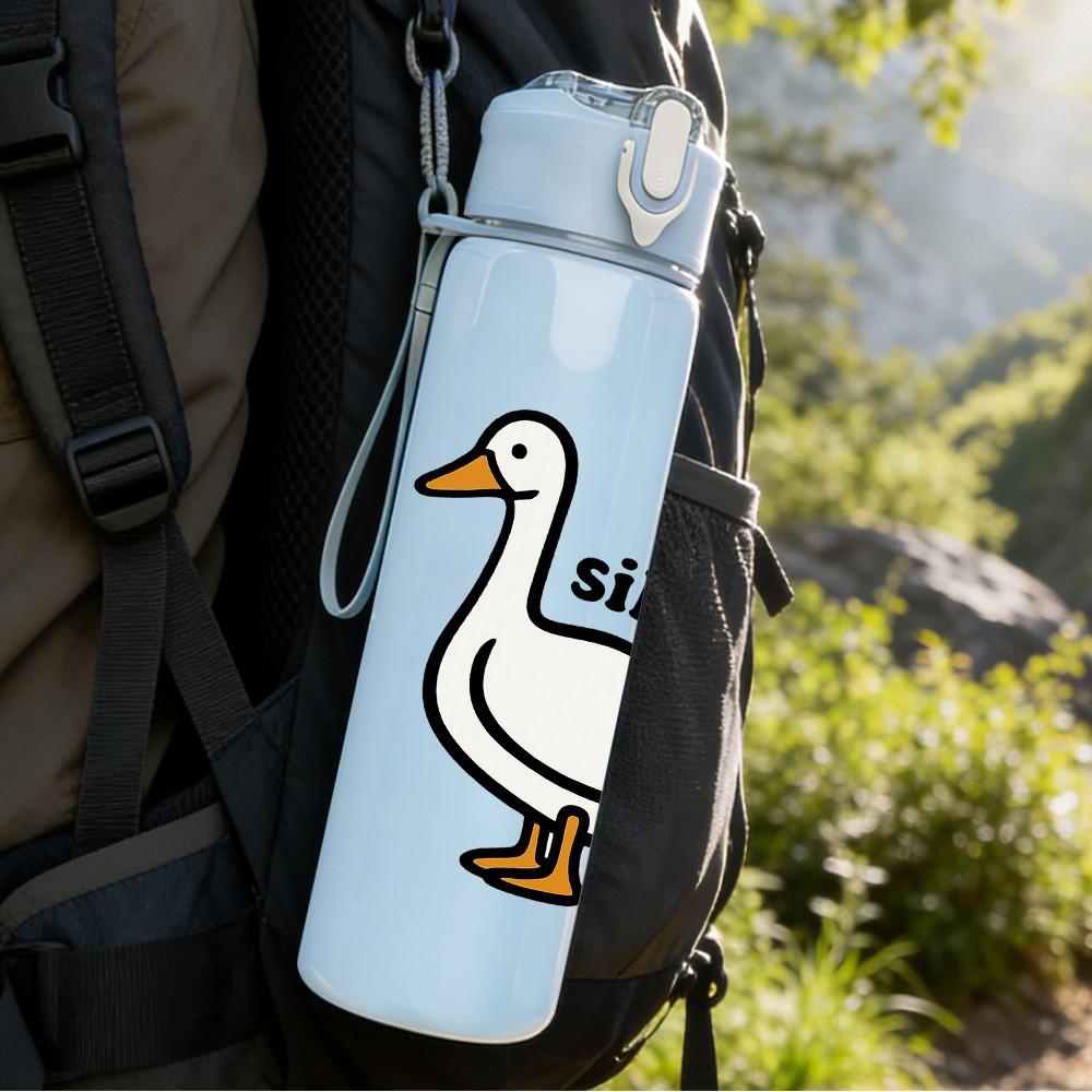 1PC Silly Goose Duck Cartoon 750ml Color Plastic Sports Water Bottle Leakproof Flip Straw Lid Suitable for Sports Office Home Use