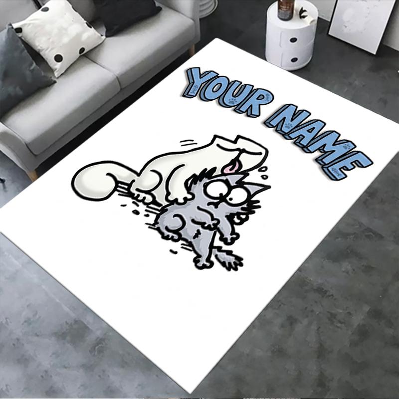 Custom Name Simon‘s Cat Carpet Rug for Living Room Bedroom Home Sofa Decoration,Kids Play Non-slip Floor Mat