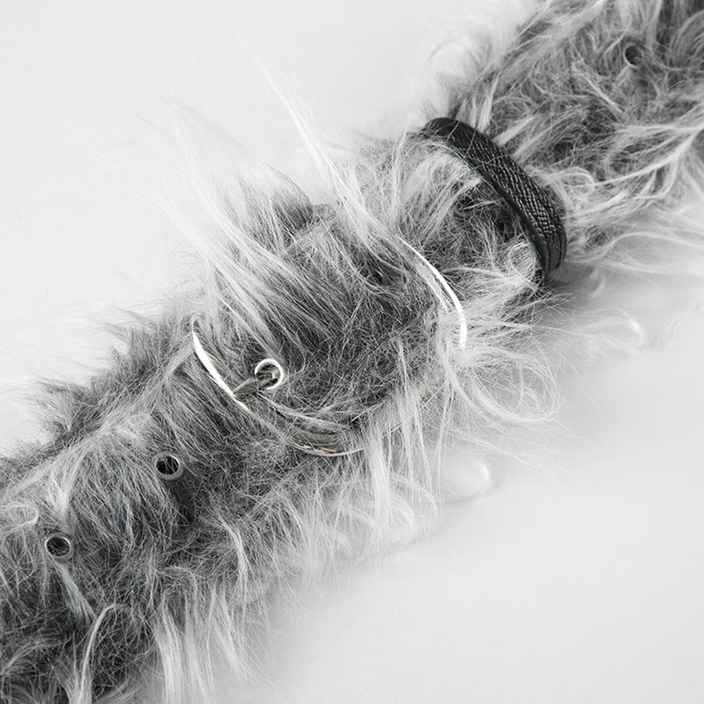 Street Styles HipHop Patchwork Fourrure Ceinture Ceinture de Taille en Cuir PU pour Adultes Tendance et Passionnés de Mode Tout Assorti