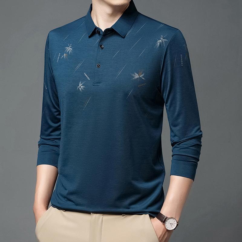 Herren T-Shirt Frühling und Herbst Neu Mittleren Alters Business Casual Langarm Revers Papa Poloshirt