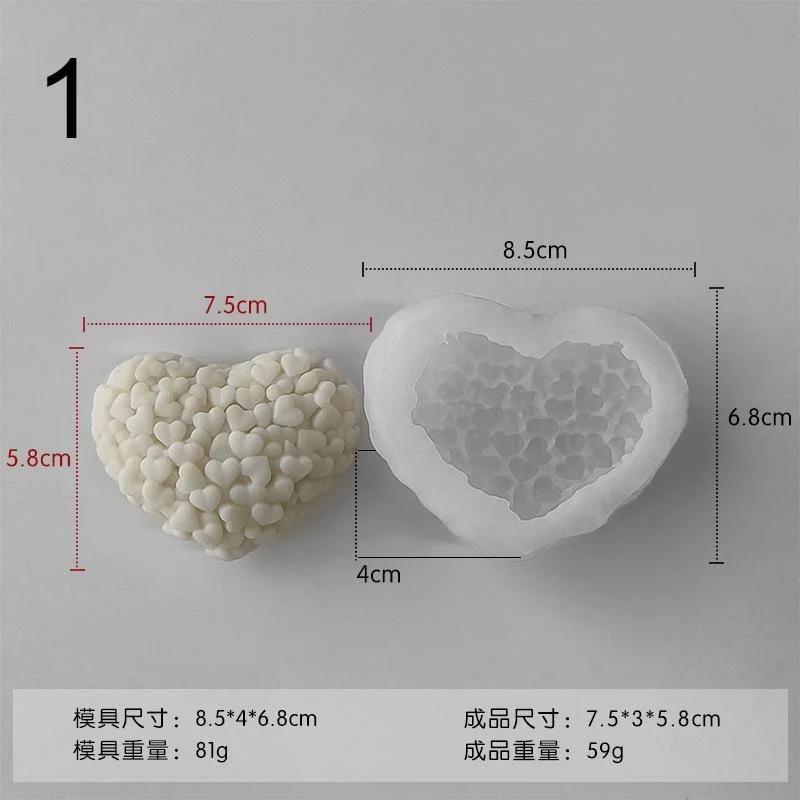 1 Pcs Heart-shaped Rose Handmade Silicone Candle Molds Love Chocolate Cake Fudge Making DIY Soap Gypsum Resin Crafts Molds