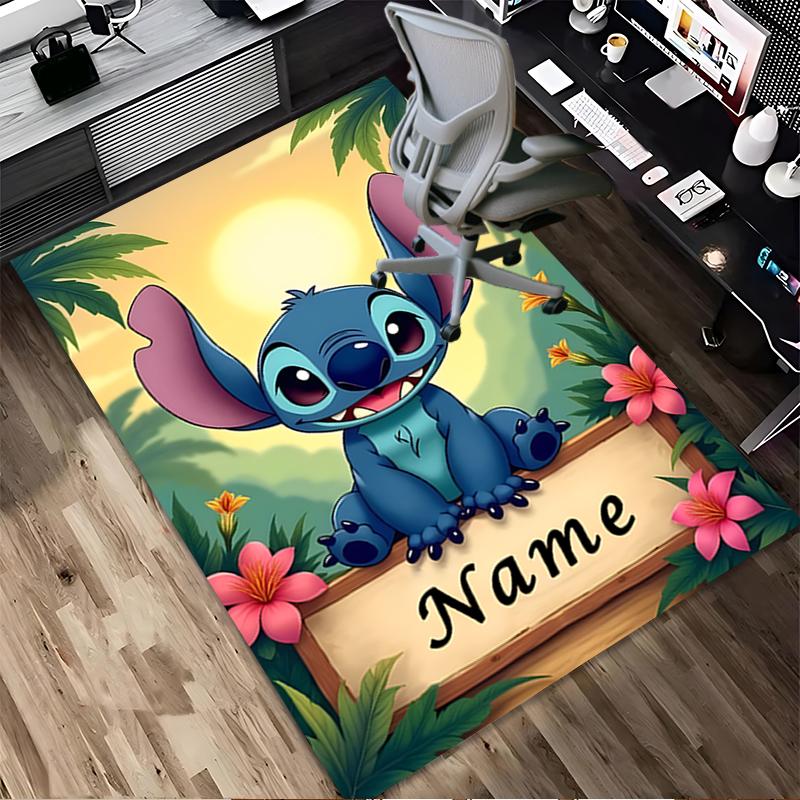 Custom Name Luna's Stitch Living Room Non-Slip Area Rug Soft Carpet for Bedroom Kids Playroom Sofa Office Home Decor Doormat