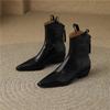 Women's low-heeled short boots autumn and winter new thick-heeled comfortable large-size simple cowhide boots