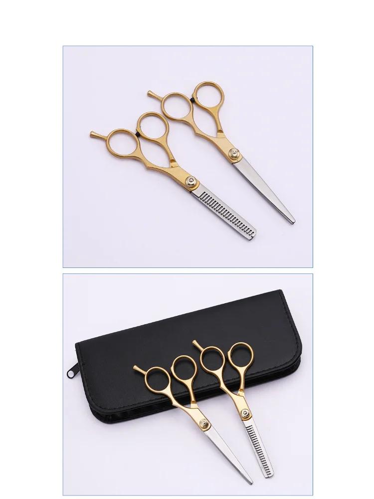 Pet Grooming Scissor Professional 6 Inch Hairdressing gold Scissors for Dogs Sharp Thinning / Curved Scissors Dog Grooming Tool