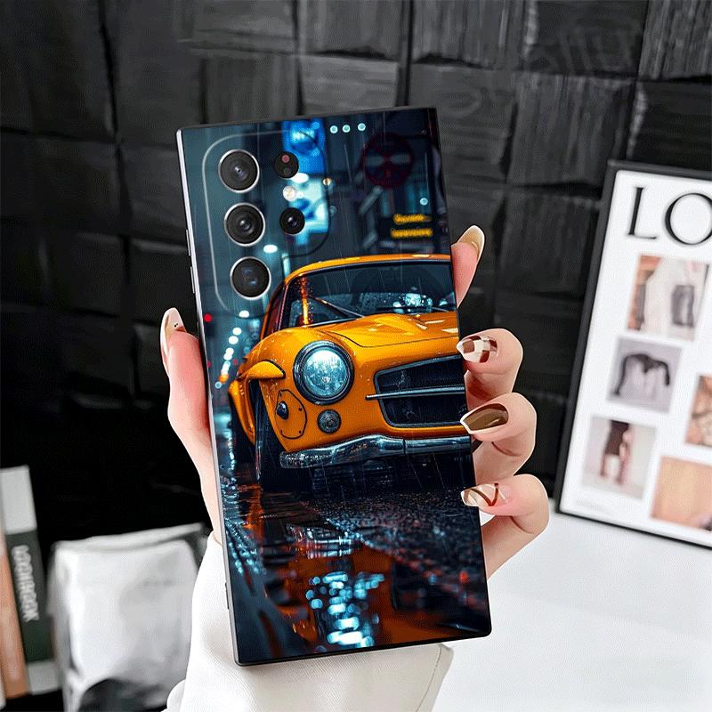 Vintage Car Retro Nostalgia Soft Phone Case for Samsung Galaxy S26 S25 Edge S24 Ultra S23 Plus S22 S21 FE S20 Black Cover Back S