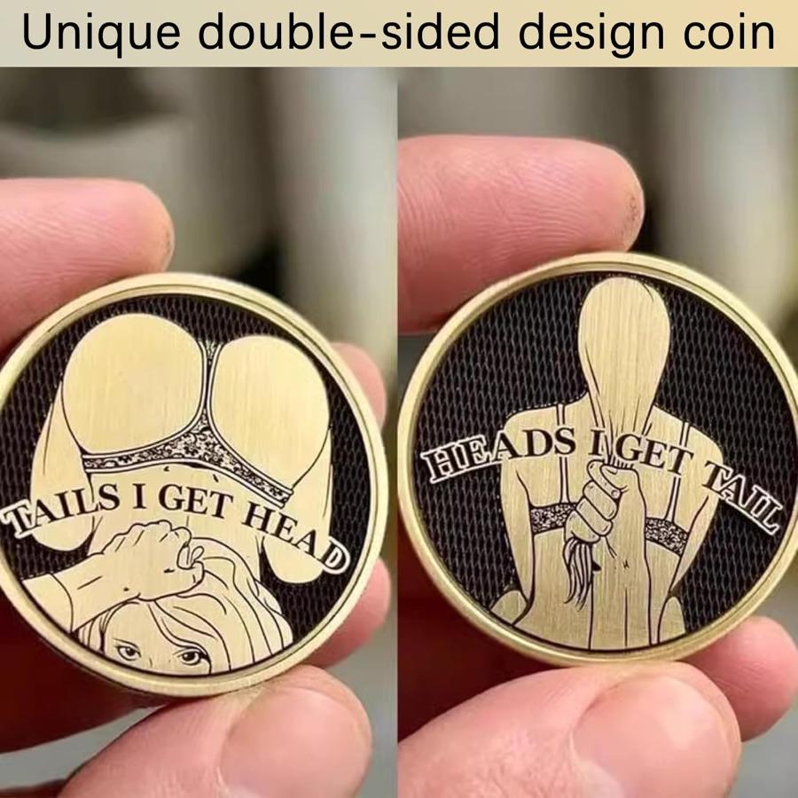 2PCS Heads and Tails Coin Sexy Woman Coin Challaenge Coin Lucky Coin Token Funny Prank Gifts for Coin Collectors