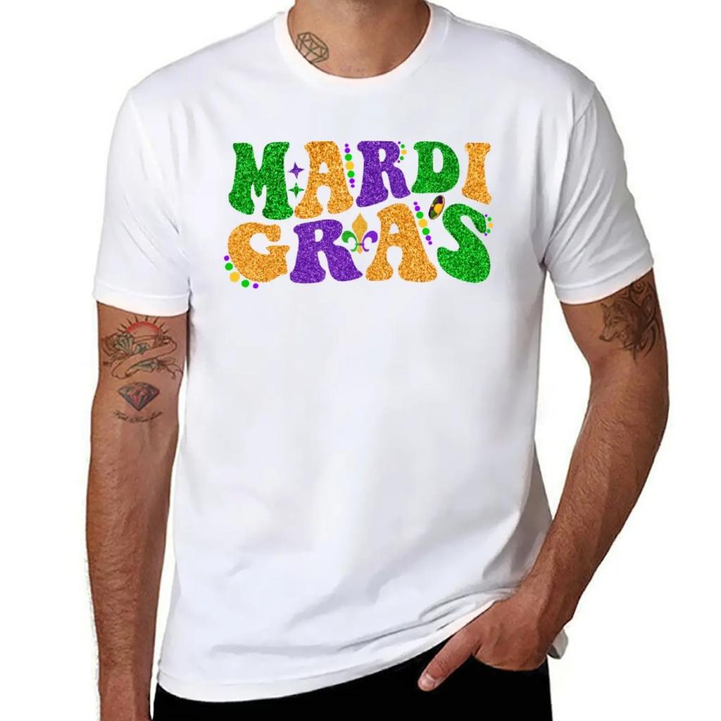 Happy Mardi Gras Retro Groovy Funny Mardi Gras Carnival Party Gift TShirt Aesthetic clothing plus sizes funny t shirts for men