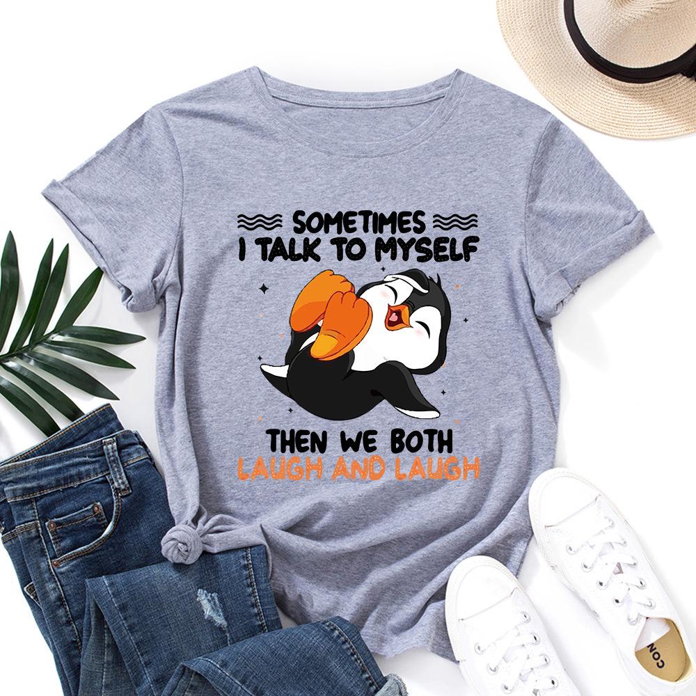 

Хлопковая футболка с коротким рукавом и круглым вырезом, женская, с 2D-принтом, топы S