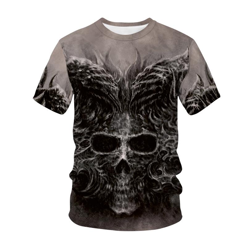 Neue männer Casual T-shirt Schädel Rock Straße Band 3D Druck Hip Hop Klassische Vintage Oansatz Lose Top Kurzarm