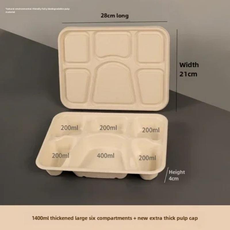Caja de embalaje desechable para entrega dividida, 10 unidades, gran capacidad, papel de cuadrícula múltiple, cajas para el almuerzo, respetuosas con el medio ambiente, para microondas