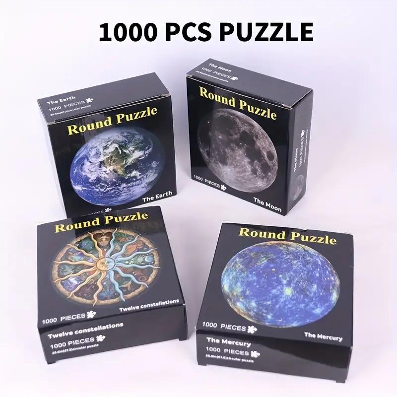 1000 Parça Yetişkin Yuvarlak Ay Puzzle Uzay Temalı Zorlu Zeka Oyunu Öğrenme Eğitici Eğlenceli Puzzle Oyunu