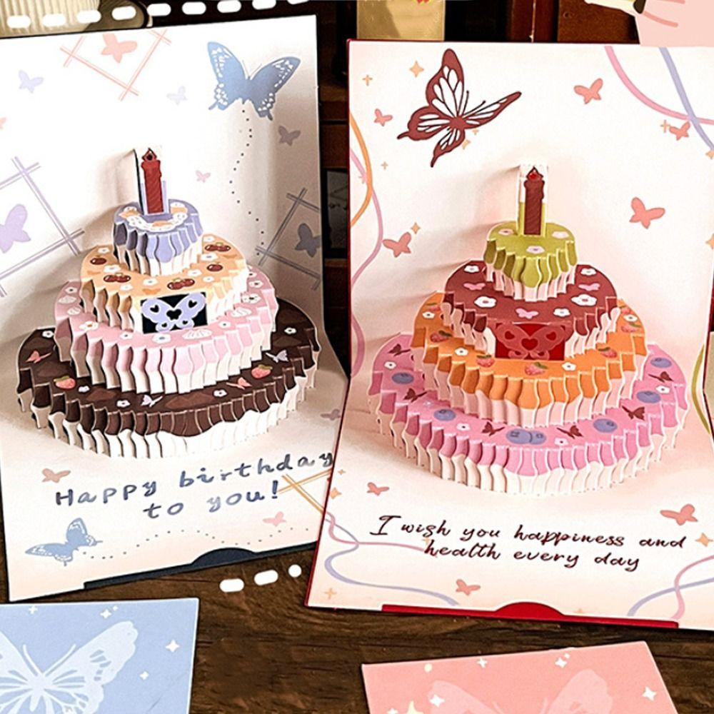 Folding Pop Up Birthday Card with Envelope Creative Gift Card Birthday Message Card  Birthday Party