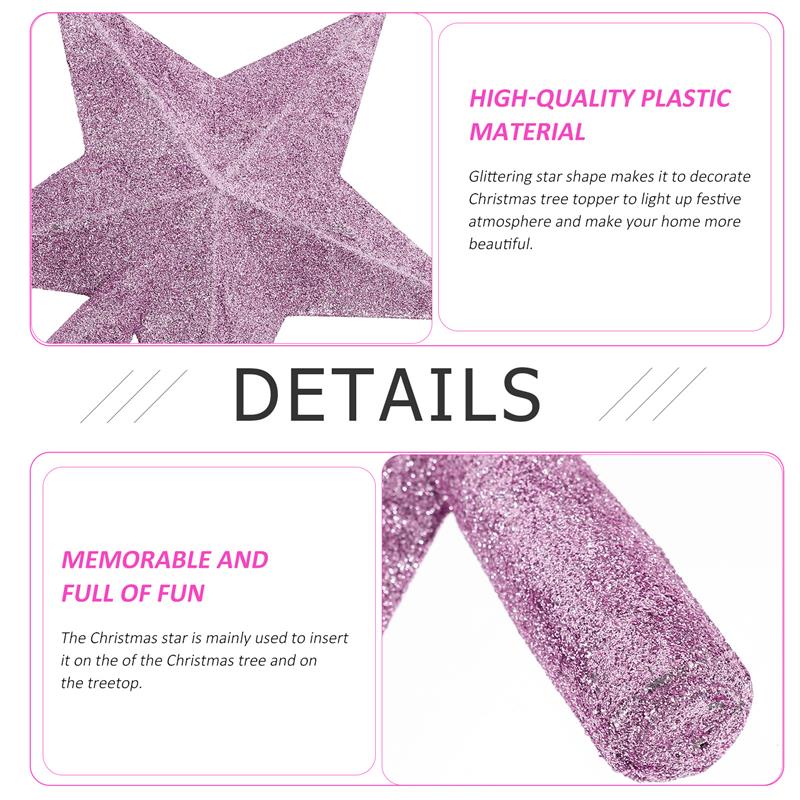 20cm Christmas Tree Decoration Sprinkled Pink Christmas Tree Top Star Christmas Tree Sparkle Star Glittering Xmas Tree Topper